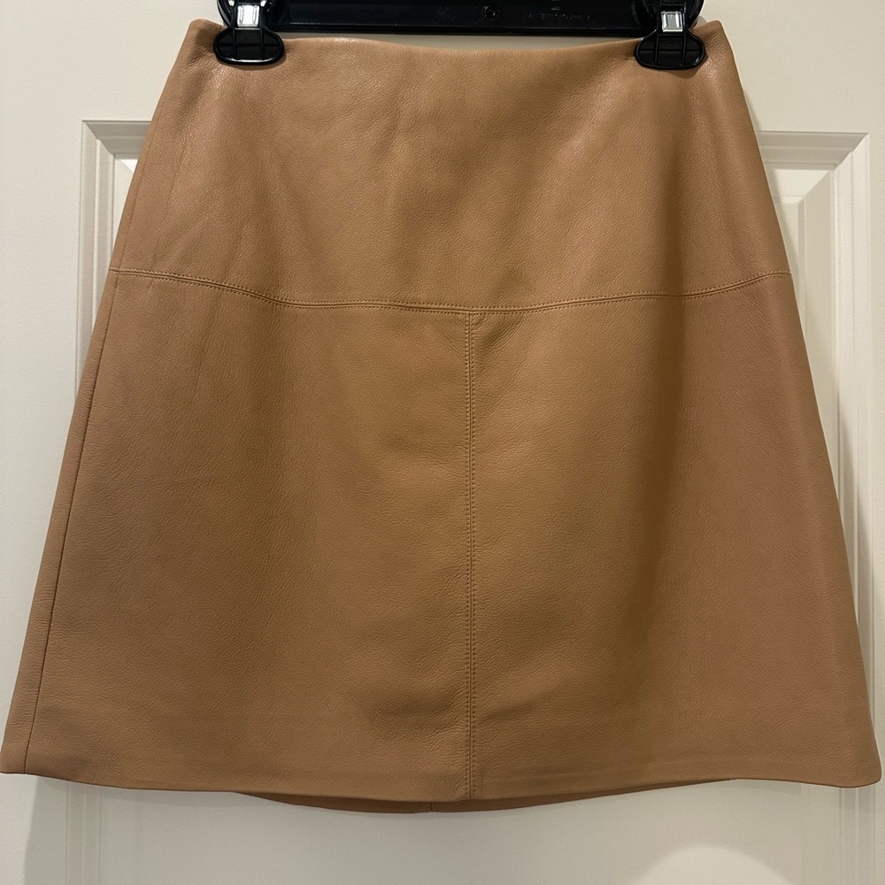 Ted Baker Tan A-Line Vegan Leather Skirt